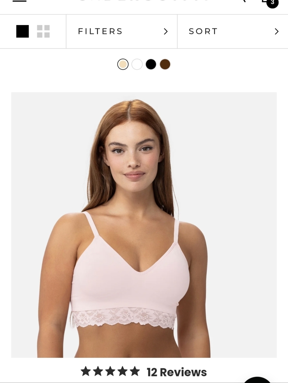 Light Pink Lace-Trim Bralette with Adjustable Straps, Underfit